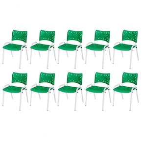 Cadeira Iso Base Branco Igreja, Escola, Escritório - Verde Kit 10 Peças