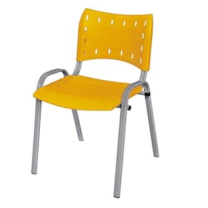 Cadeira Iso Base Cinza, Igreja, Escola, Escritório - Amarelo Kit 1 Peça