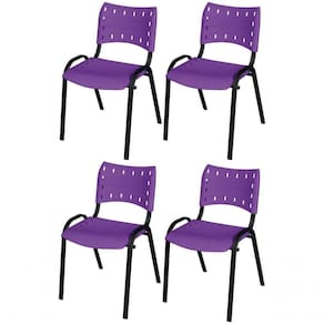 Cadeira Iso Base Preto Igreja, Escola, Escritório - Violeta Kit 4 Peças