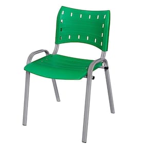 Cadeira Iso Base Cinza, Igreja, Escola, Escritório - Verde Kit 1 Peça