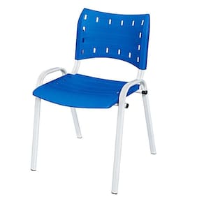 Cadeira Iso Base Branco Igreja, Escola, Escritório - Azul Kit 1 Peça