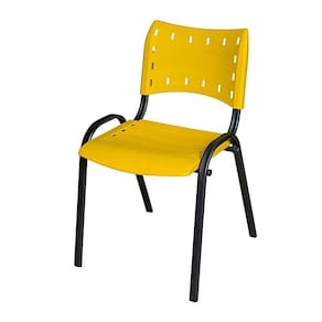 Cadeira Iso Base Preto Igreja, Escola, Escritório - Amarelo Kit 1 Peça