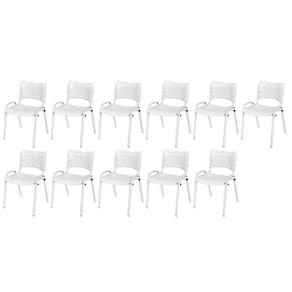 Cadeira Iso Base Branco Igreja, Escola, Escritório - Branco Kit 11 Peças
