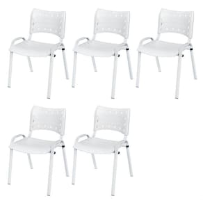 Cadeira Iso Base Branco Igreja, Escola, Escritório - Branco Kit 5 Peças