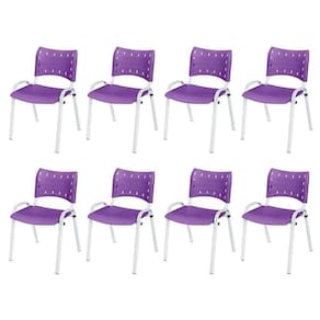 Cadeira Iso Base Branco Igreja, Escola, Escritório - Violeta Kit 8 Peças