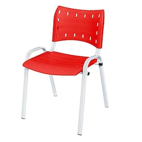 Cadeira Iso Base Branco Igreja, Escola, Escritório - Vermelho Kit 1 Peça