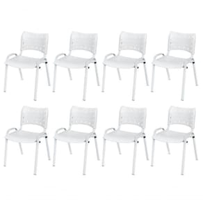 Cadeira Iso Base Branco Igreja, Escola, Escritório - Branco Kit 8 Peças