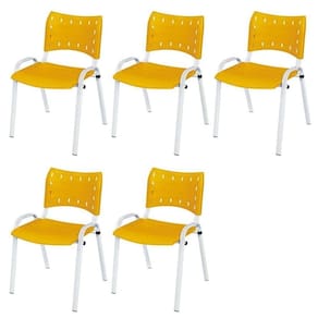 Cadeira Iso Base Branco Igreja, Escola, Escritório - Amarelo Kit 5 Peças