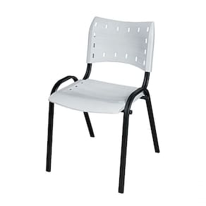 Cadeira Iso Base Preto Igreja, Escola, Escritório - Branco Kit 1 Peça