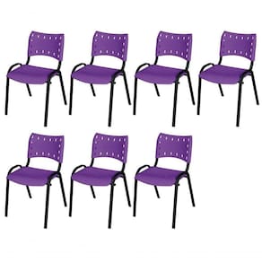 Cadeira Iso Base Preto Igreja, Escola, Escritório - Violeta Kit 7 Peças