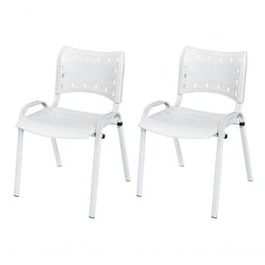 Cadeira Iso Base Branco Igreja, Escola, Escritório - Branco - Kit 2 Peças