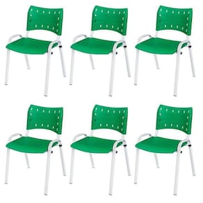 Cadeira Iso Base Branco Igreja, Escola, Escritório - Verde Kit 6 Peças
