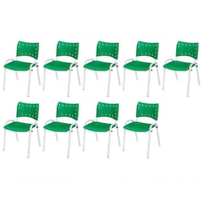 Cadeira Iso Base Branco Igreja, Escola, Escritório - Verde Kit 9 Peças