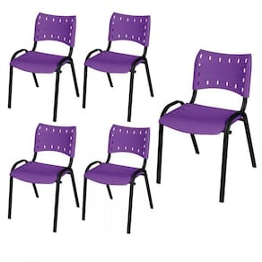 Cadeira Iso Base Preto Igreja, Escola, Escritório - Violeta Kit 5 Peças