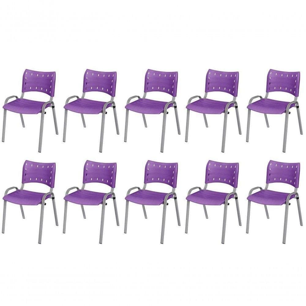 Cadeira Iso Base Cinza, Igreja, Escola, Escritório -violeta Kit 10 Peças