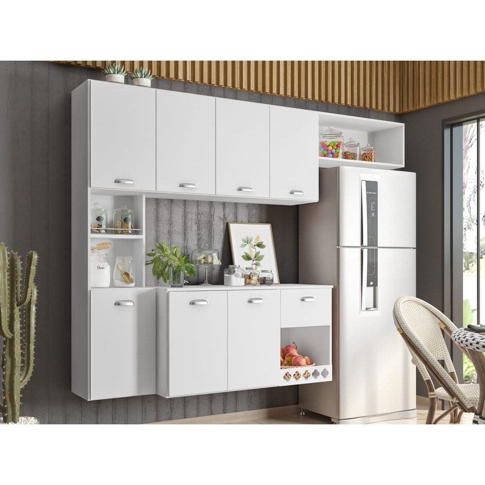 Kit Armário De Cozinha Mila Aéreo Com 7 Portas E 1 Gaveta
