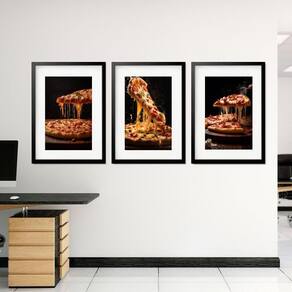 Kit 3 Quadros Grandes Pizzas 60X48Cm