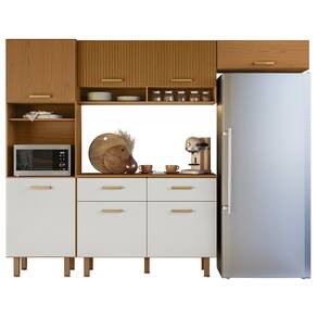 Cozinha Compacta 260cm Nicole Freijó UV/Ripado/Off Acetinado Z44 - Mpozenato