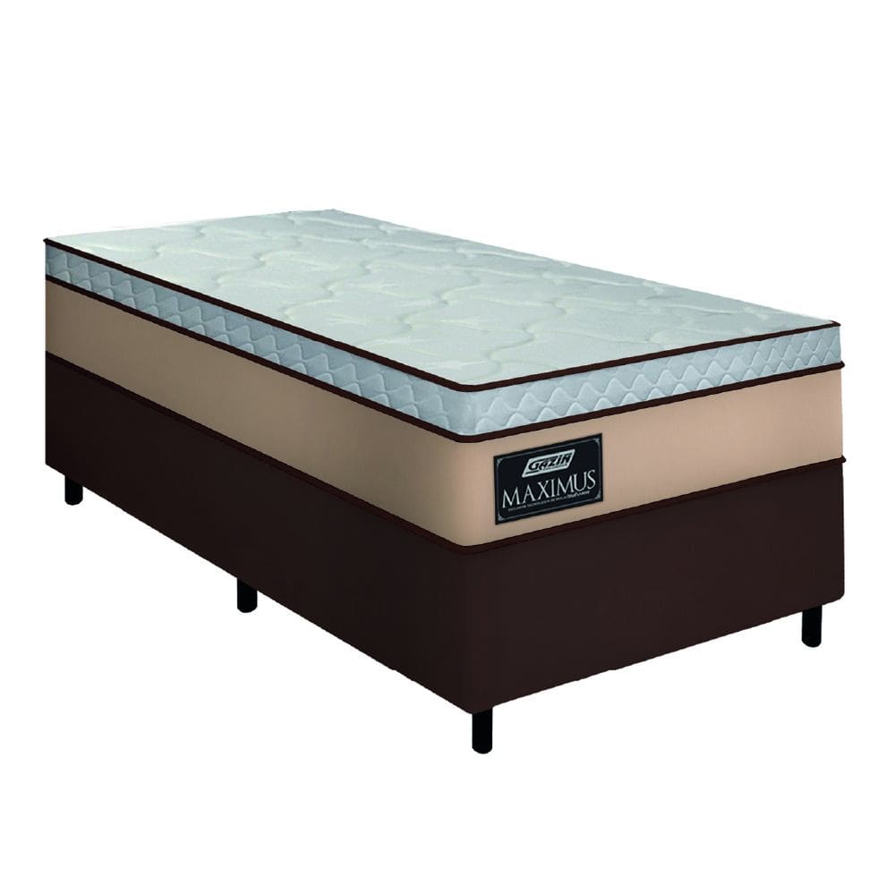 Cama Box Solteiro Gazin Colchão Molas Ensacadas 88x188x62cm Maximus Bege/Marrom