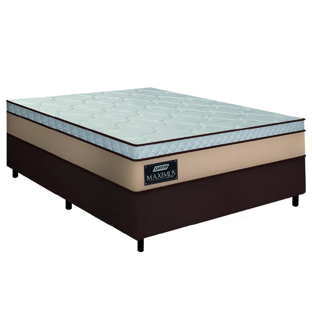 Cama Box Casal Queen Gazin Colchão Molas Ensacadas 158x198x62cm Maximus Bege/Marrom