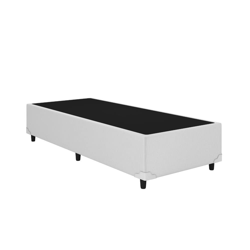 Base Box Solteiro Corino Branco 88x188 Blindado
