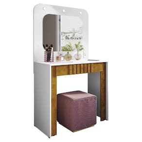 Penteadeira Camarim Rouge Com 1 Gaveta Ripada e LED