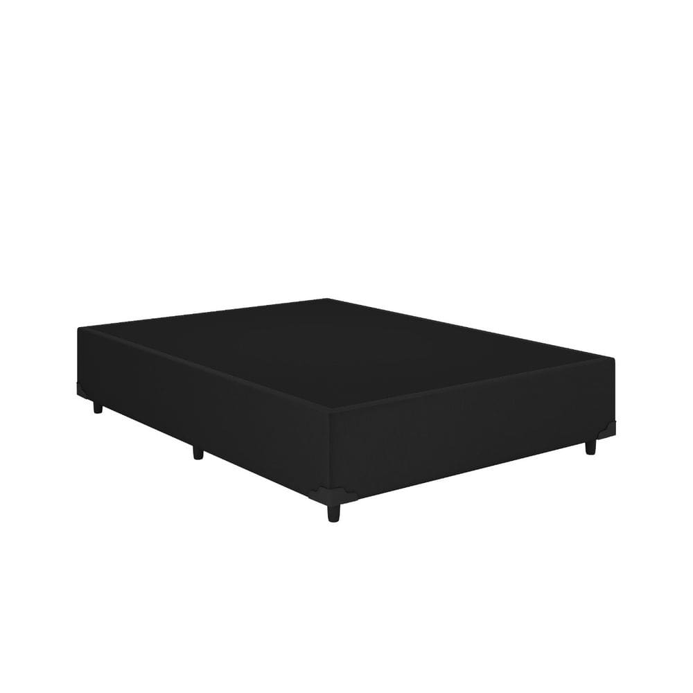 Base Box Casal Suede Preto 138x188 Blindado