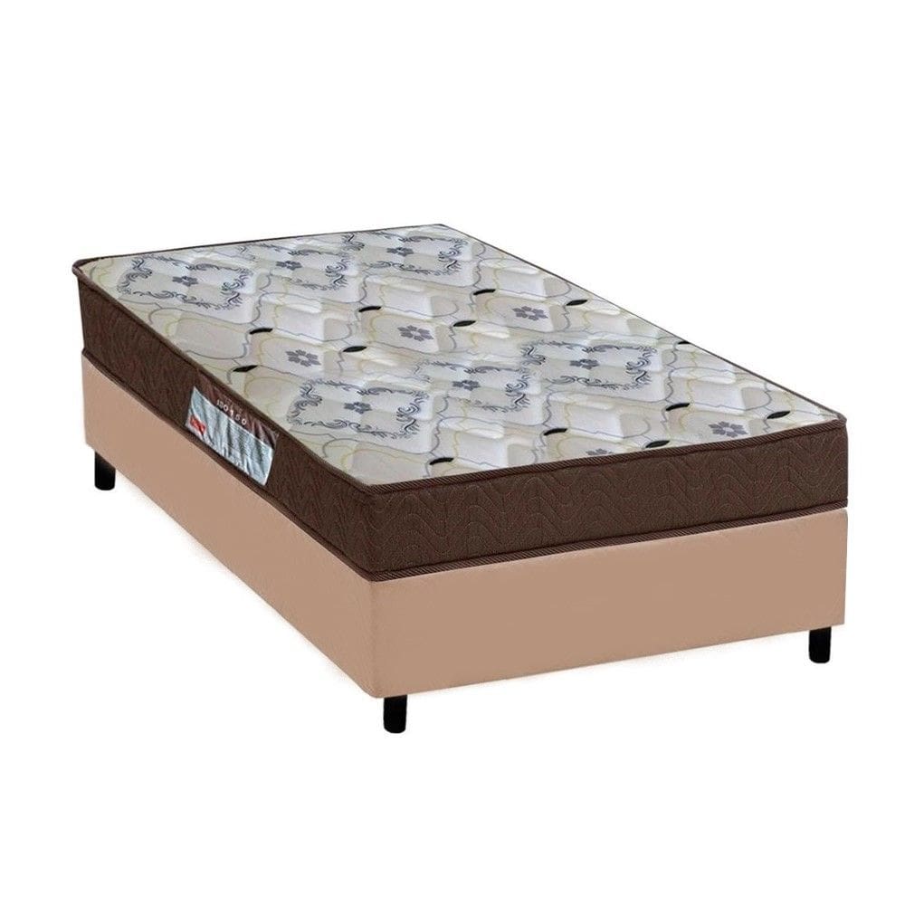 Cama Base Box Solteiro Bege Colchão ISO 150 D45 - Ortobom