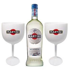 Kit 1 Martini Bianco 750ml + 2 Taças de acrílico personalizadas