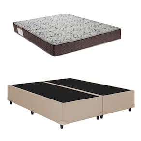 Cama Base Box Casal Bipartido Bege Colchão ISO 150 D45 - Ortobom