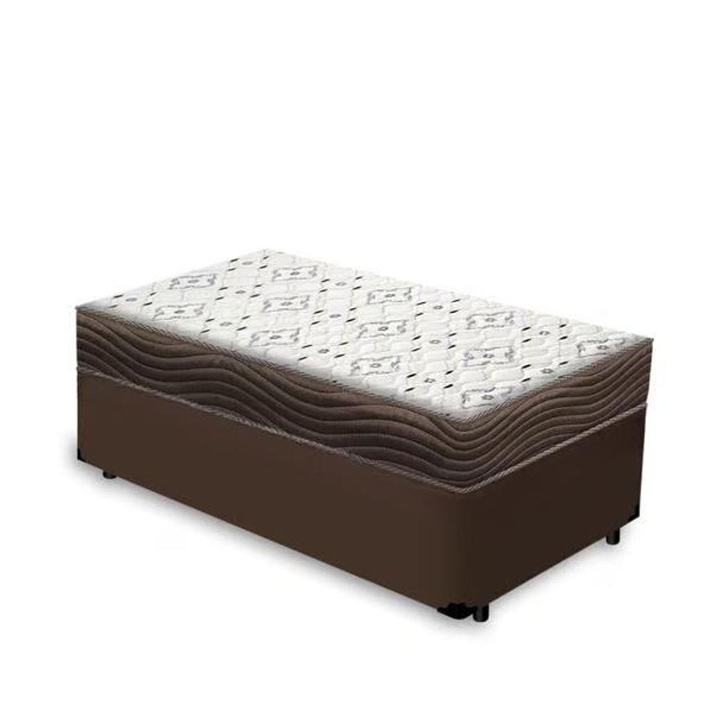 Cama Base Box Solteiro Marrom Colchão ISO 150 D45 - Ortobom