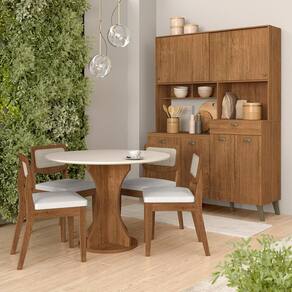 Conjunto Cozinha Tiana E Mesa Linares Frej/off/corino Branco - M.a