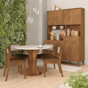 Conjunto Cozinha Tiana E Mesa Linares Frej/off/corino Caramelo - M.a