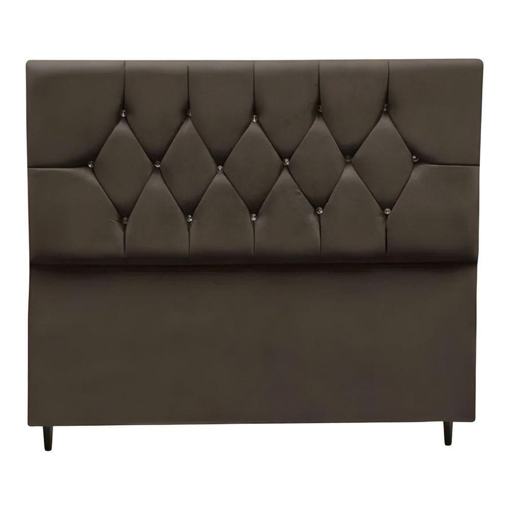 Cabeceira Estofada Cama Box King 195 Cm Suede Nina Cor:marrom