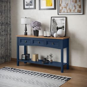 Mesa Aparador 3 Gavetas 1 Prateleira Veneza Azul