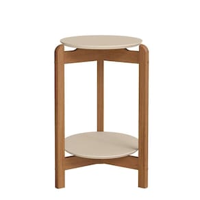 Mesa Lateral Lizz Redonda Off White-cedro - Casa D Off White-cedro
