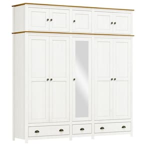 Guarda Roupa Casal Topázio 10 Portas E 3 Gavetas Branco-freijó Com Espelho - Finestra Móveis Branco-freijó