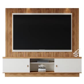Estante Home Santos 201,2cm Off White-amêndoa Para Até 70? - Mobler Off White-amêndoa