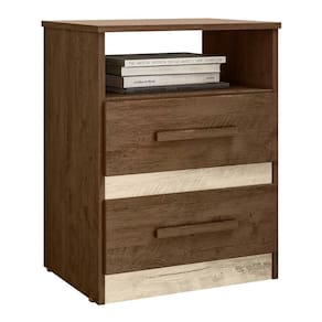 Mesa De Cabeceira Apolo 2 Gavetas Castanho Wood-avelã Wood - Moval Castanho Wood-avelã Wood