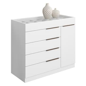 Cômoda Sevilha 1 Porta E 5 Gavetas Com Porta Joias Branco - Aramóveis Branco