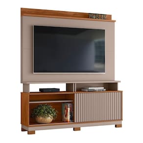 Estante Home Theater Dallas Grigio-cinamomo Mel Para Até 70? - Mobler Grigio-cinamomo Mel