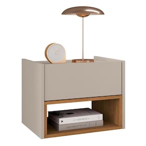 Mesa De Cabeceira Suspensa Florença 1 Gaveta Off White-cedro - Casa D Off White-cedro
