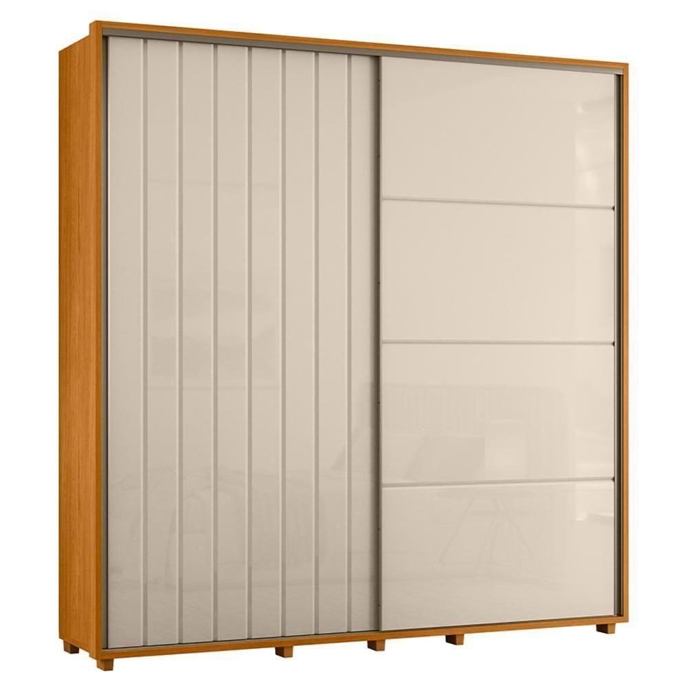 Guarda Roupa Casal Monet Ripado 2 Portas Deslizantes Cinamomo-off White - Madetec Cinamomo-off White
