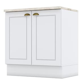 Balcão 2 Portas 80cm Americana Branco Com Tampo Cooktop Calcare - Móveis Henn Branco-calcare