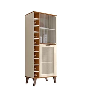 Cristaleira Com Adega Em Mdf Porta De Vidro 10 Nichos Dunamis nature Off White