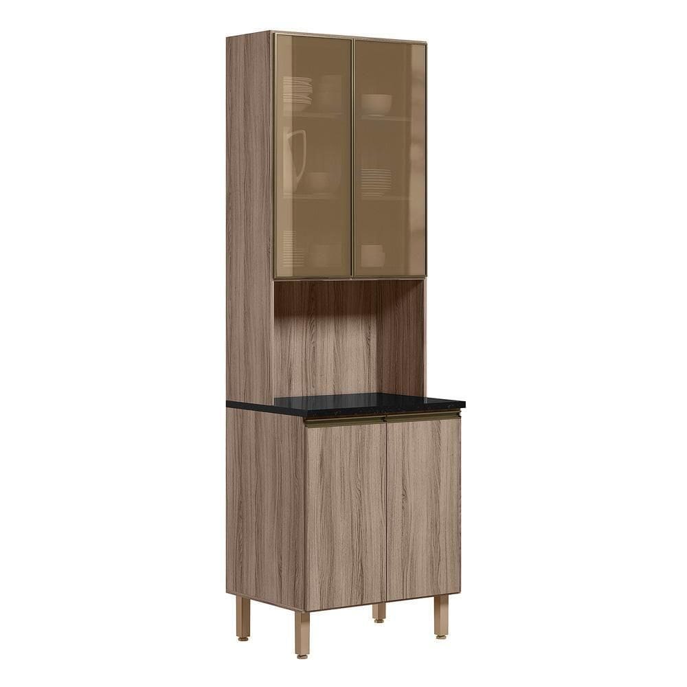 Paneleiro Duplo 4p Vidro 70cm Mdf Kali 18340 Carvalho Toq Carvalho Toq Nicioli Carvalho Toq Carvalho Toq