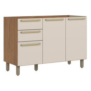 Balcão De Pia Requinte 120cm 3 Portas E 2 Gavetas Nature-areia Sem Tampo - Móveis Henn Nature-areia