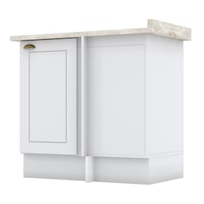 Balcão Canto Reto 1 Porta Americana Branco Com Tampo Calcare - Móveis Henn Branco-calcare
