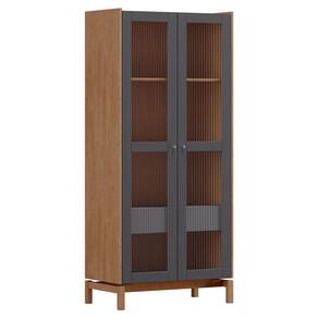 Cristaleira Barcelona 180cm 2 Portas Tauari-concret Com Vidro Canelado - Finestra Móveis Tauari-concret