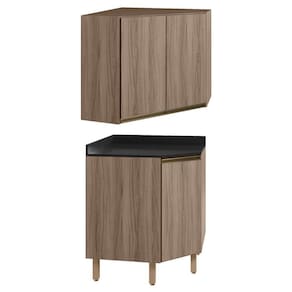 Armario E Balcao Canto Obliquo 75cm Mdf Kali Carvalho Toq Carvalho Toq Nicioli Carvalho Toq Carvalho Toq